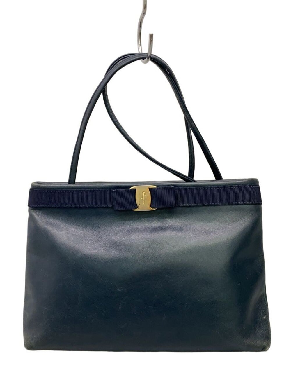 Salvatore Ferragamo Shoulder Bag Leather Navy Blue